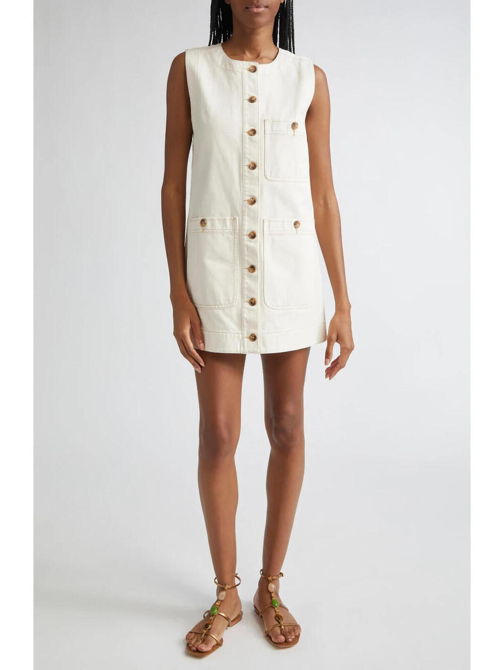 NEW, VERONICA BEARD Oakley Sleeveless Shift Dress in Ecru Sz 10 #MD1863 - Picture 3 of 10